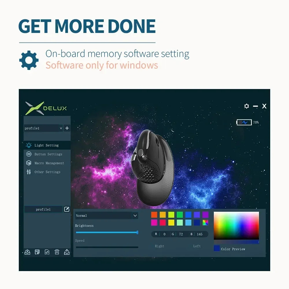 Delux M618XSD Seeker Ergonomic Vertical Mouse with OLED Screen