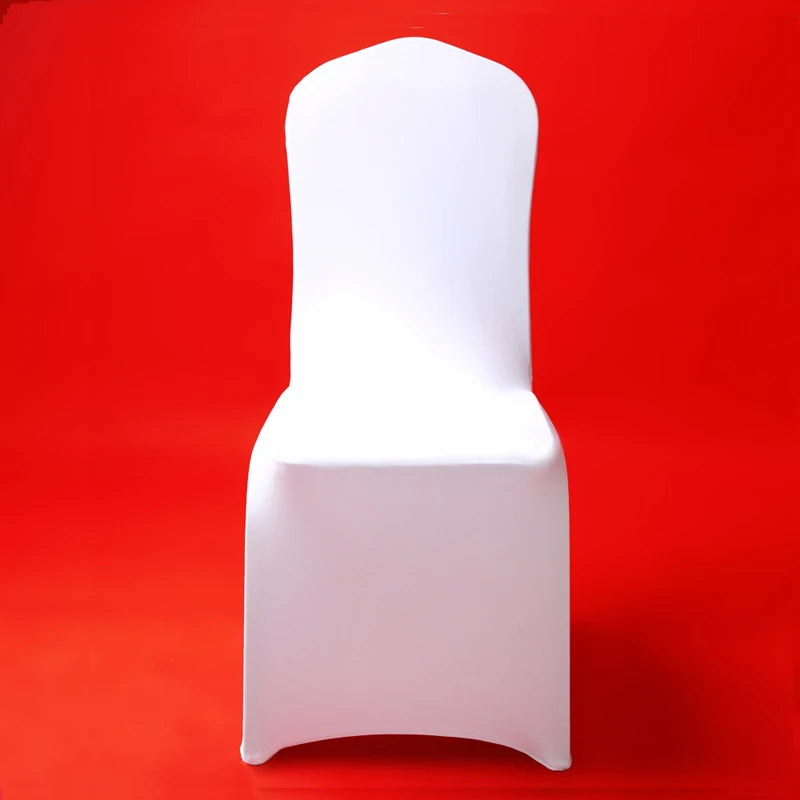 50/100pcs Spandex White Wedding Chair Cover For Hotel Banquet Dining Party