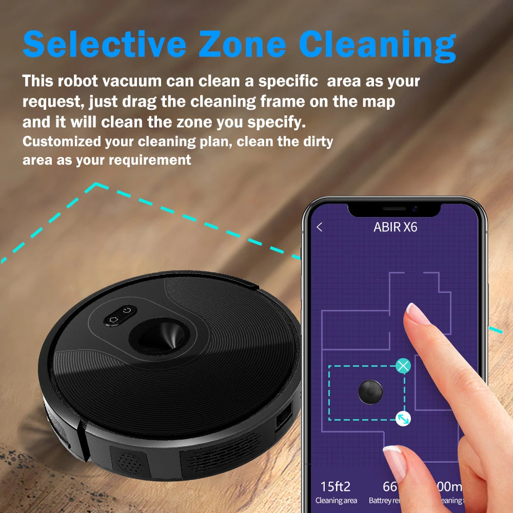 Robot Vacuum Cleaner ABIR X6 , 6000PA Suction, Smart Eye System