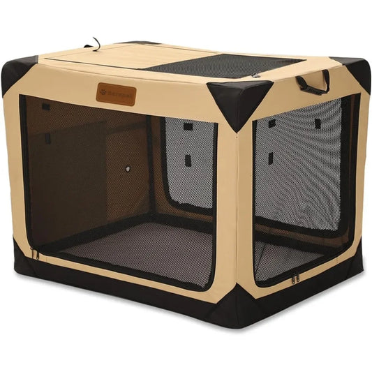 Soft Dog Crate for Extra Large Dogs, 4-Door Foldable