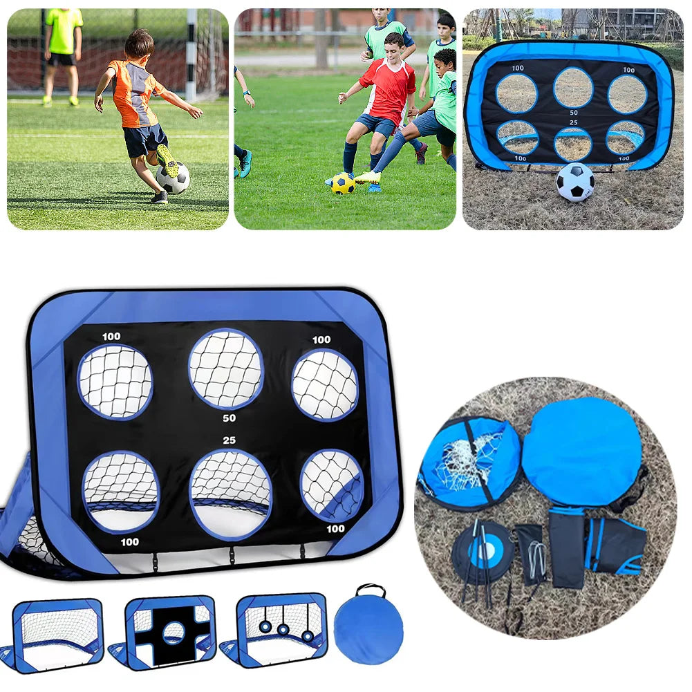 Portable Soccer Training Equipment 4 Goal Modes Soccer Target Net Football Training Shooting Target Net for Backyard Training