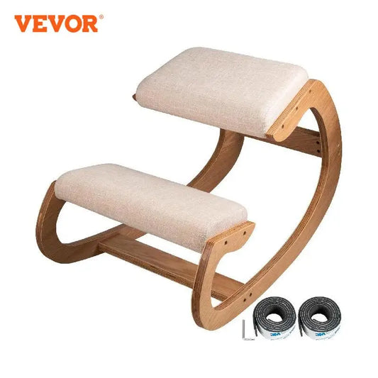 VEVOR Ergonomic Rocking Wooden Kneeling Chair Stool