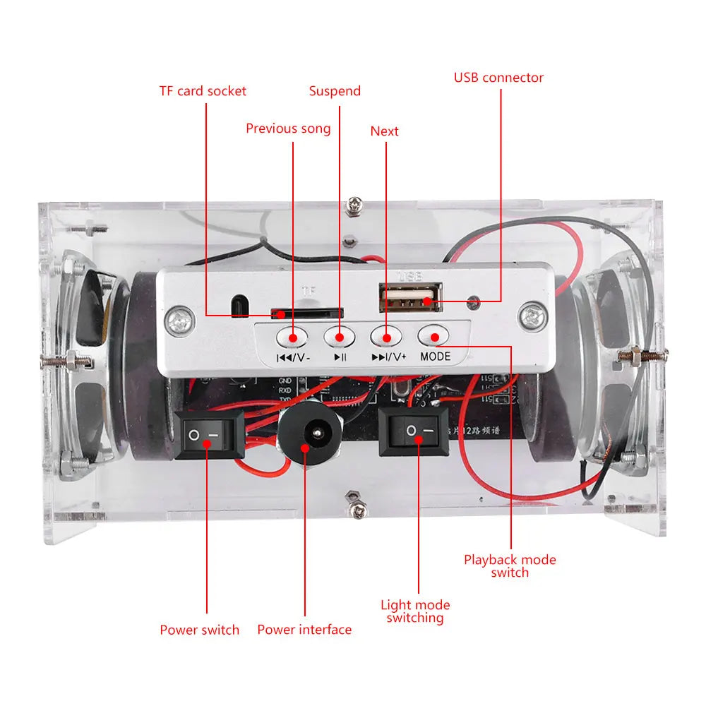 DC3.7-5V DIY Bluetooth Speaker Kit Electronics Flash