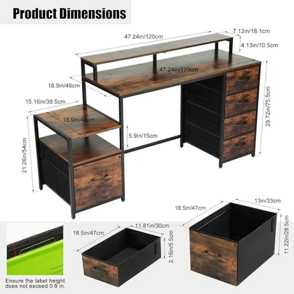 Computer Desk with Monitor Stand and Storage Shelf