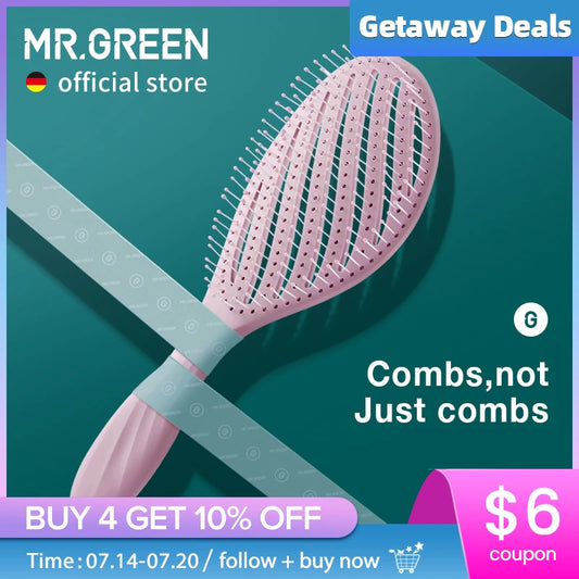 MR.GREEN Hollow Out Hair Brush Scalp Massage