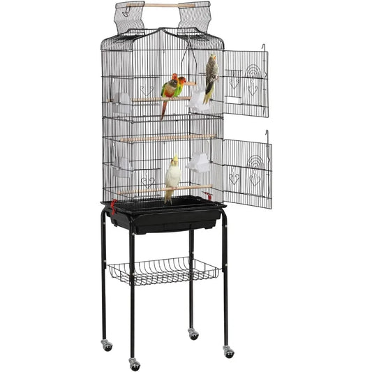 64-inch Play Open Top Medium Small Bird Cage with Detachable Rolling Stand