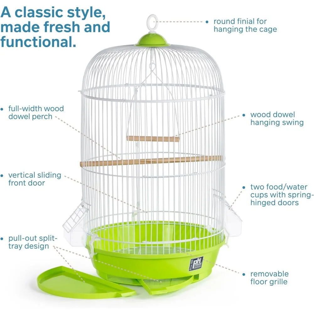 SP31999G Classic Round Bird Cage, Green,1/2"