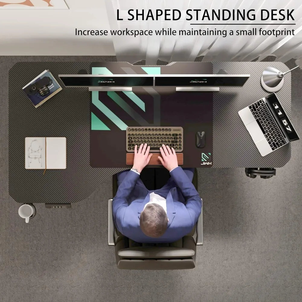 L Shaped Electric Standing Desk, 63 Inches Stand Up Corner Desk