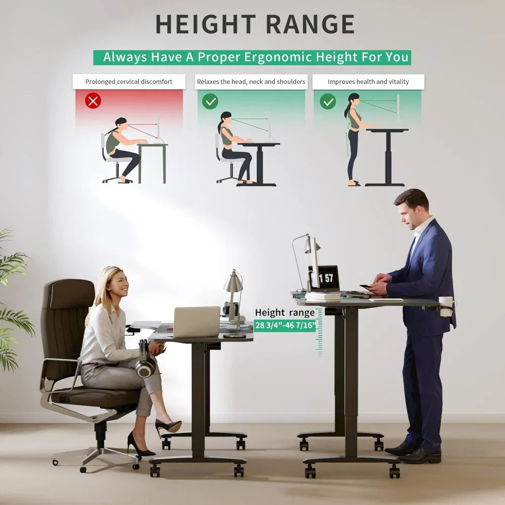 L Shaped Electric Standing Desk, 63 Inches Stand Up Corner Desk